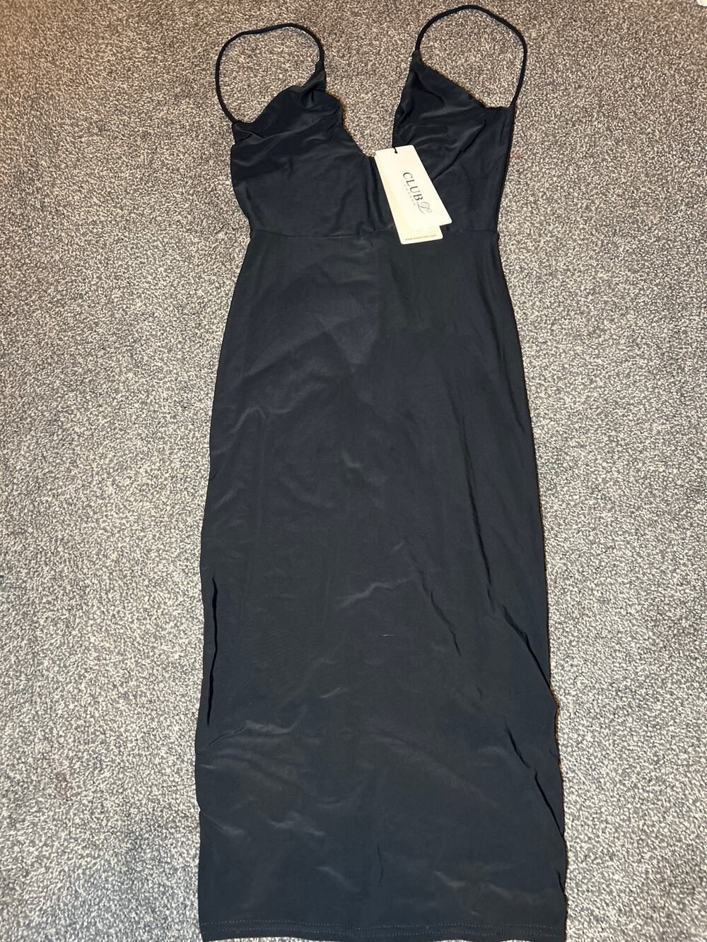 Club London black bodycon dress all black size 6 new with tags